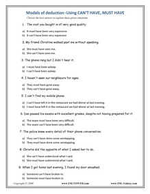 Modals Exercises And Worksheets Modals Exercises And Worksheets