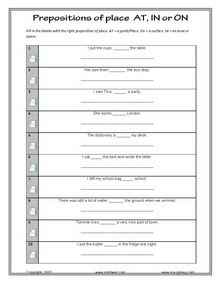 prepositions grammar worksheets